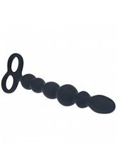 LEVELZ - Beaded Silicone Anal Probe with Double Loop - Black